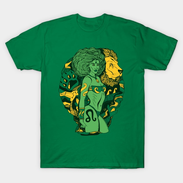 Forrest Green Leo Beauty T-Shirt by kenallouis